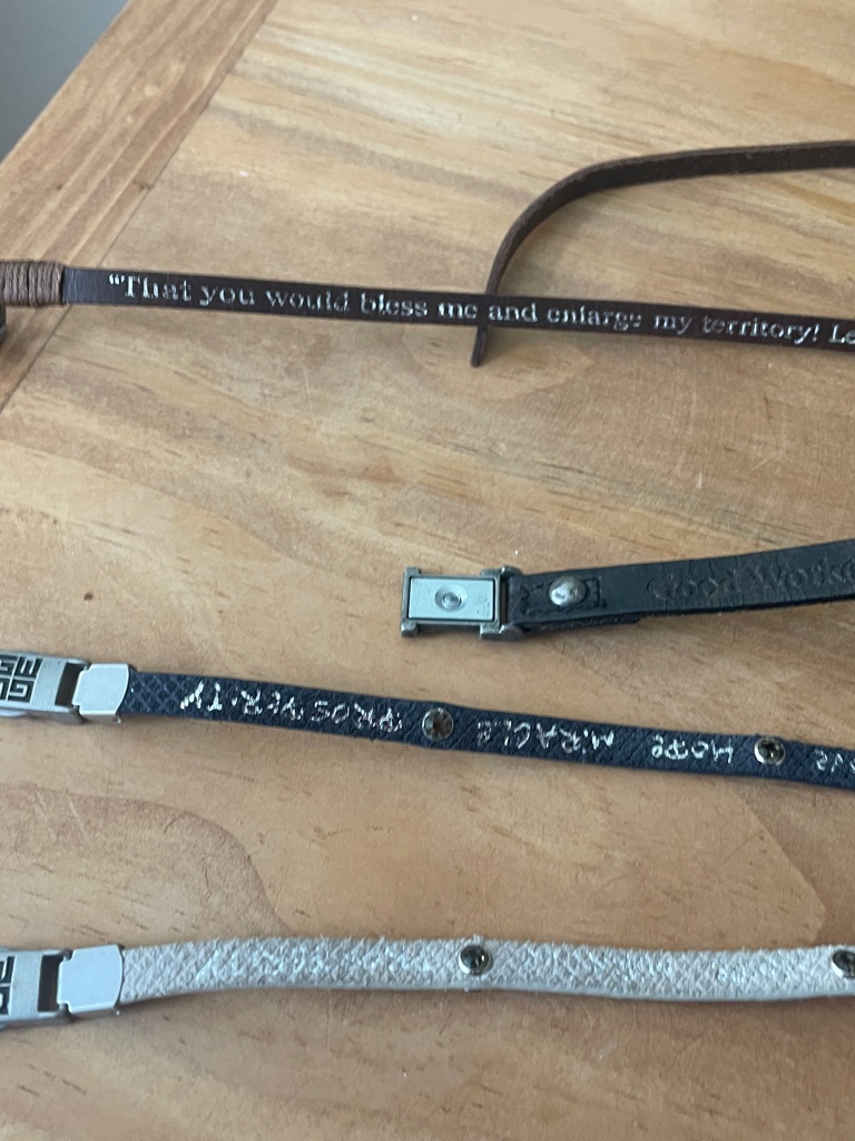 Inspirational Engraved Leather Bracelet Trio - Brown, Black, White